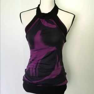Vivid Black and Purple Vintage Halter Top
